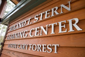 Roland Stern Learning Center at Austin Cary Forest signage.